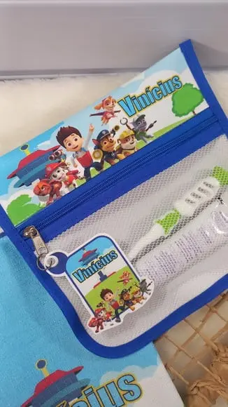 Estojo, Higiene Bucal Personalizado com Toalhinha, Escolinha