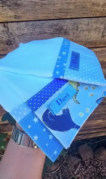 Fralda de Boca, Personalizada com Nome em Etiqueta.