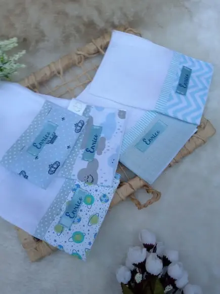 Fralda de Boca, Personalizada com Nome em Etiqueta.