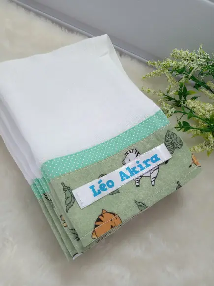 Fralda de Boca, Personalizada com Nome em Etiqueta.