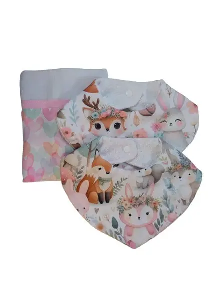 Kit 1 Fralda de Ombro, 2 Babadores 100% Algodão Bebê Paninho