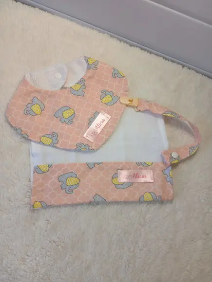 Kit Babador + Fralda de Boca + Prendedor de chupeta