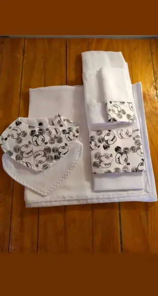 Kit Fralda de Pano, Ombro, Babador, 100% Algodão, Bebê.
