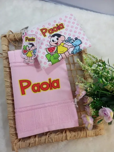 Necessaire Bolsinha Personalizada com Toalhinha Escola Festa