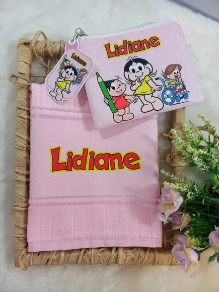 Necessaire Bolsinha Personalizada com Toalhinha Escola Festa