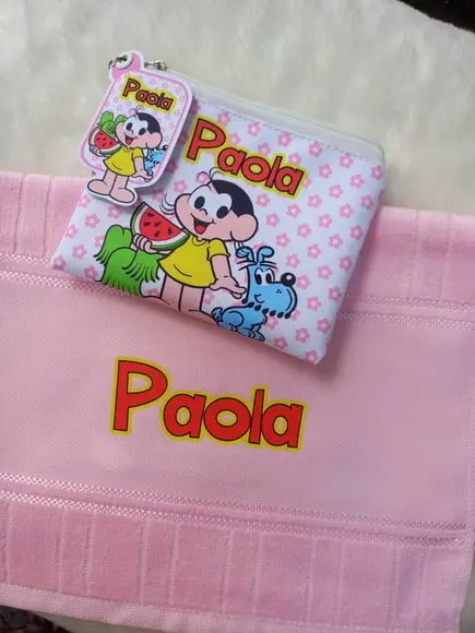 Necessaire Bolsinha Personalizada com Toalhinha Escola Festa