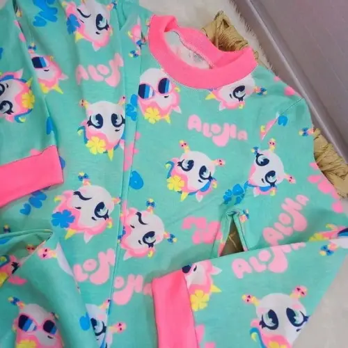 Pijama Infantil Malha Algodão Longo de Frio Inverno Puket 2