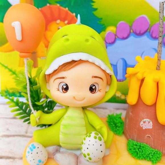 Dinossauro Baby Topo de Bolo Biscuit
