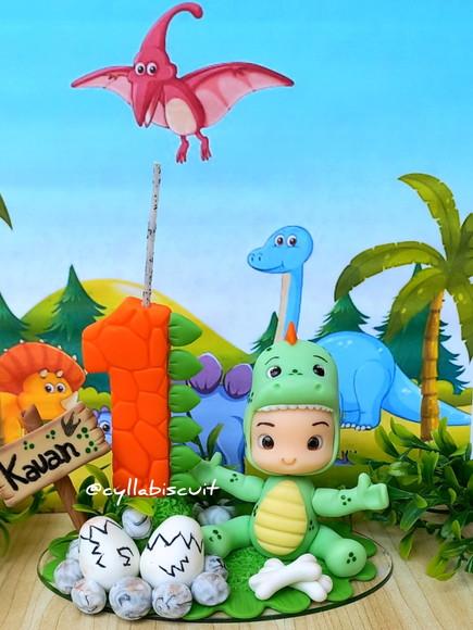 Dinossauro Baby Topo de Bolo Biscuit