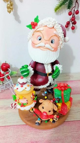 Enfeite Decoração Papai Noel Personalizado em Biscuit