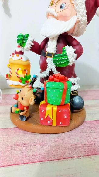 Enfeite Decoração Papai Noel Personalizado em Biscuit
