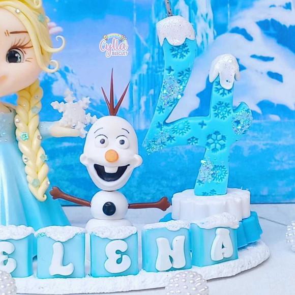 Frozen Vela Elza Topo de Bolo de Biscuit