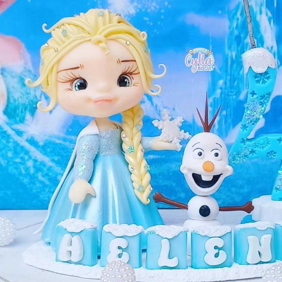 Frozen Vela Elza Topo de Bolo de Biscuit