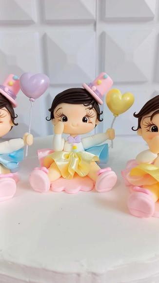 Kit 10 Apliques de Luxo em Biscuit Circo Rosa