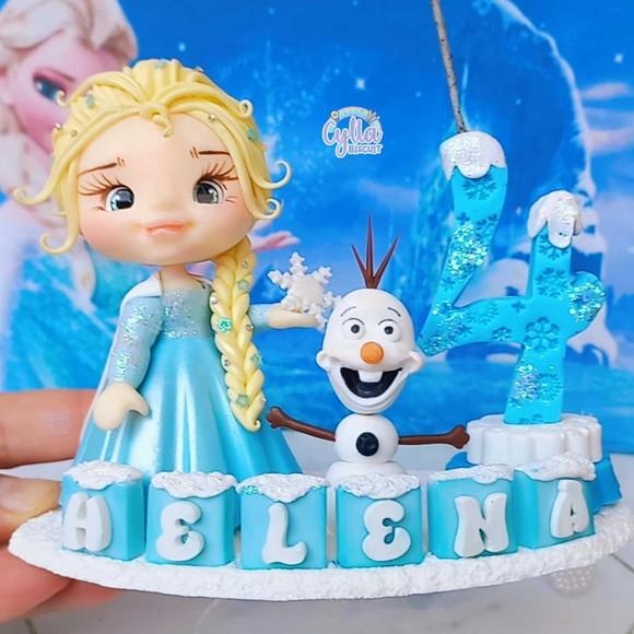 Frozen Vela Elza Topo de Bolo de Biscuit