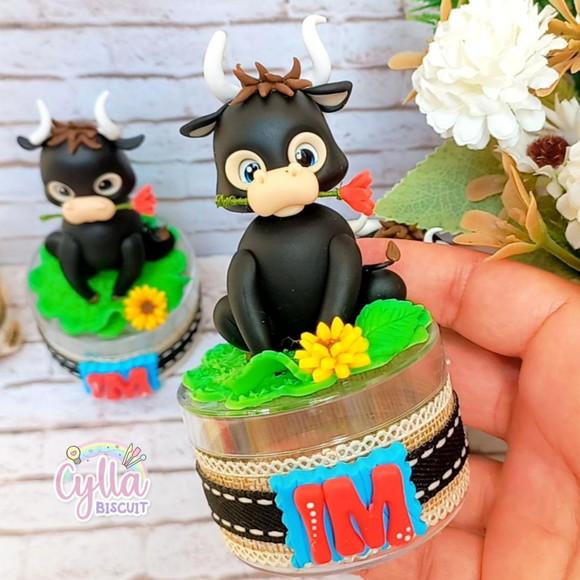 Kit 10 Caixinhas Decoradas Touro Ferdinando Biscuit