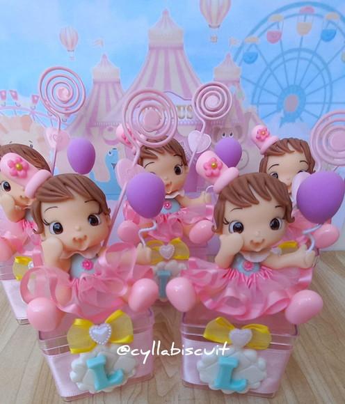 Kit 10 Caixinhas Luxo em Biscuit Circo Rosa