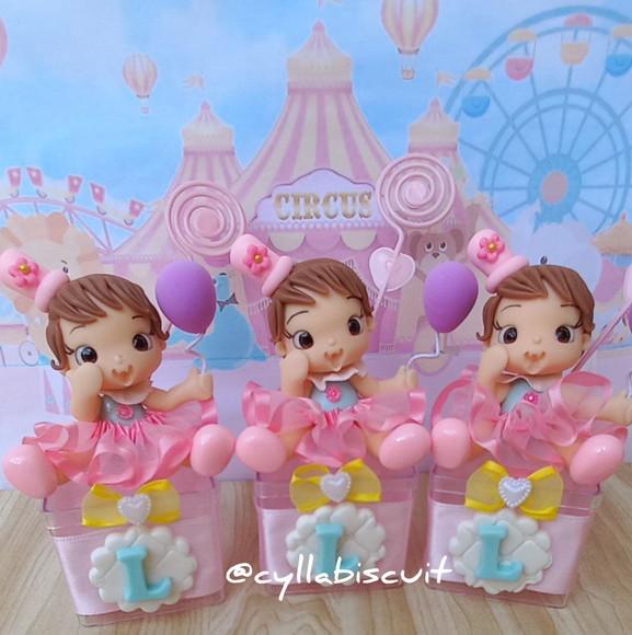 Kit 10 Caixinhas Luxo em Biscuit Circo Rosa