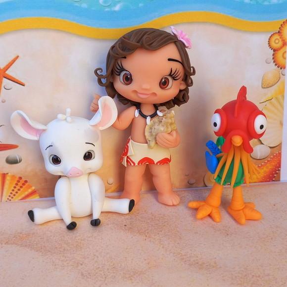 Kit 5 Apliques de Luxo em Biscuit Moana Baby