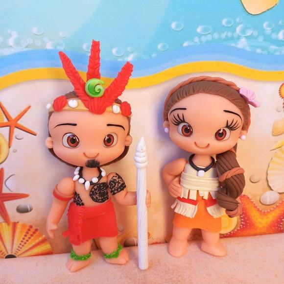 Kit 5 Apliques de Luxo em Biscuit Moana Baby