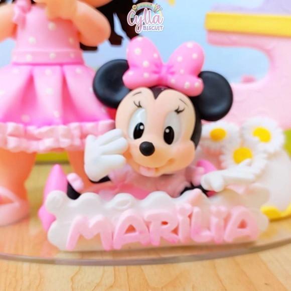 Minnie Rosa Topo de Bolo Biscuit
