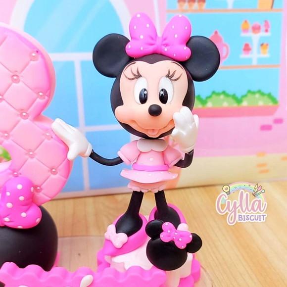 Minnie Rosa Topo de Bolo Biscuit