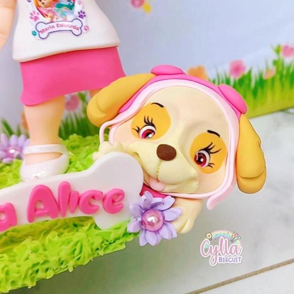 Patrulha Canina Topo de Bolo Biscuit Skye e Everest