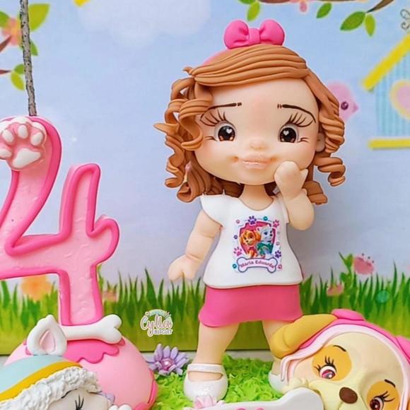 Patrulha Canina Topo de Bolo Biscuit Skye e Everest