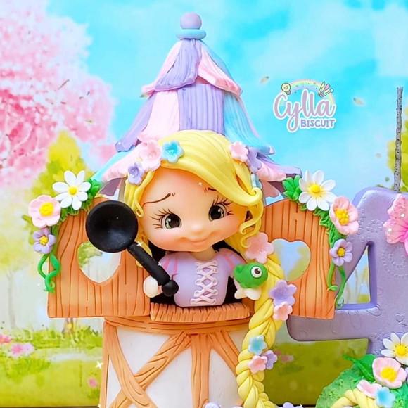 Topo Cenario Rapunzel em Biscuit