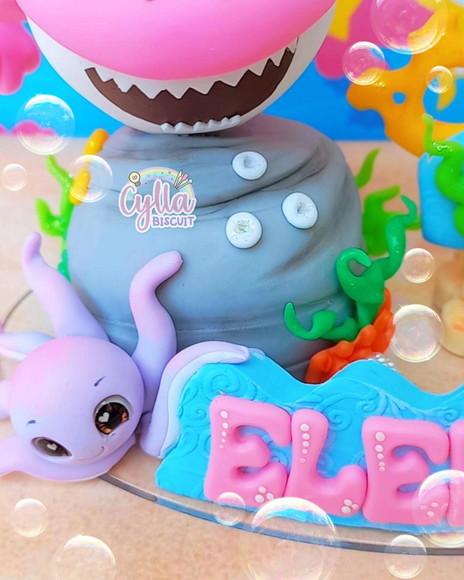 Topo de Bolo Baby Shark Biscuit