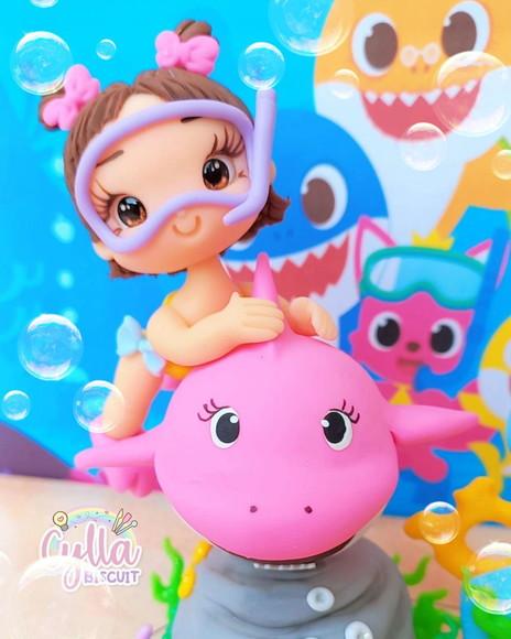 Topo de Bolo Baby Shark Biscuit