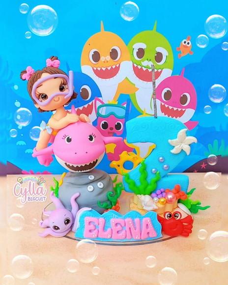 Topo de Bolo Baby Shark Biscuit