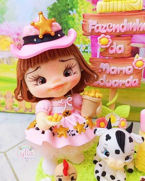 Topo de Bolo Biscuit Fazendinha