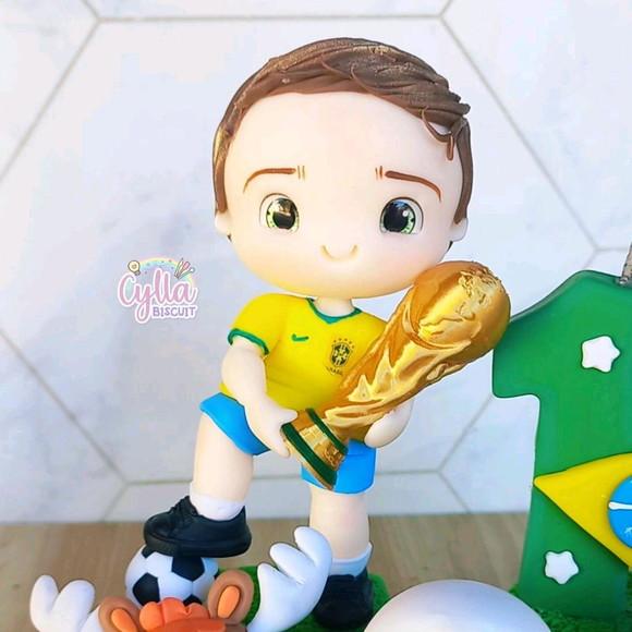 Topo de Bolo Biscuit Futebol Copa do Mundo