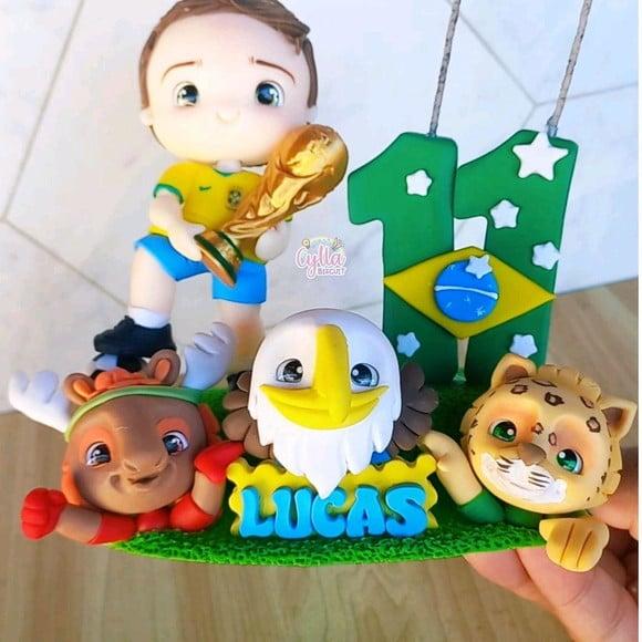 Topo de Bolo Biscuit Futebol Copa do Mundo