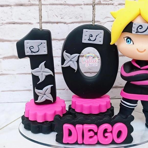 Topo de Bolo Boruto em Biscuit