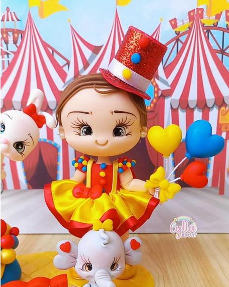 Topo de Bolo Circo Vintage em Biscuit