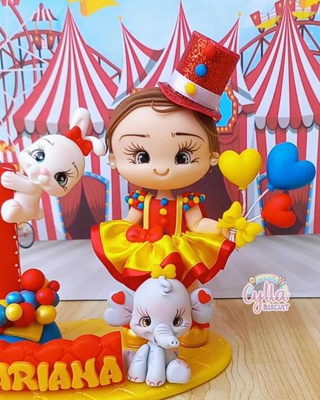 Topo de Bolo Circo Vintage em Biscuit