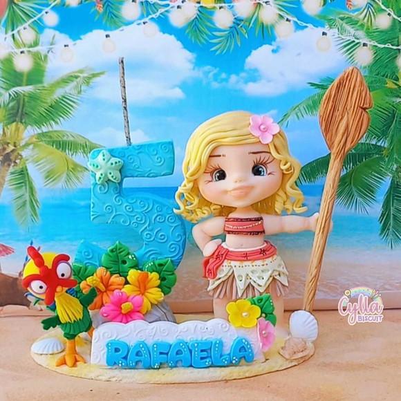 Topo de Bolo Personalizado Moana em Biscuit