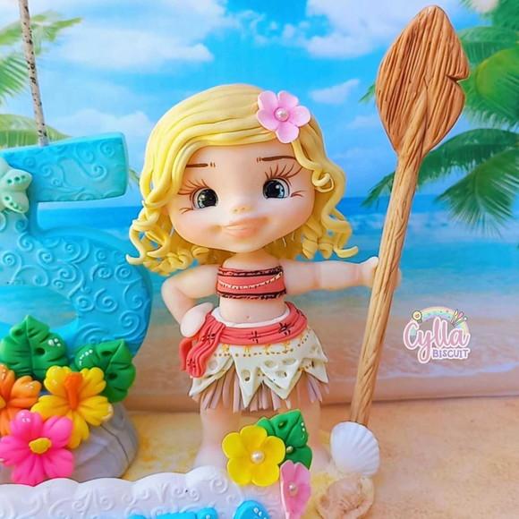 Topo de Bolo Personalizado Moana em Biscuit