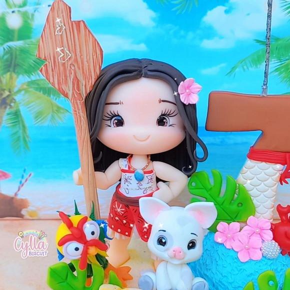 Topo de Bolo Personalizado Moana em Biscuit