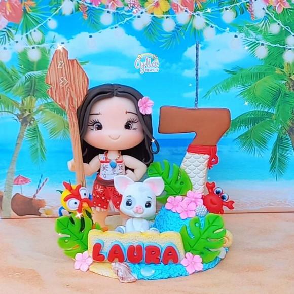 Topo de Bolo Personalizado Moana em Biscuit