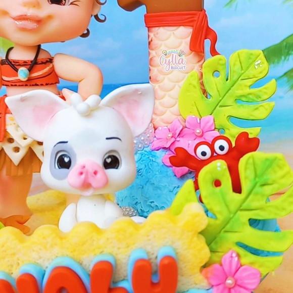 Topo de Bolo Personalizado Moana em Biscuit