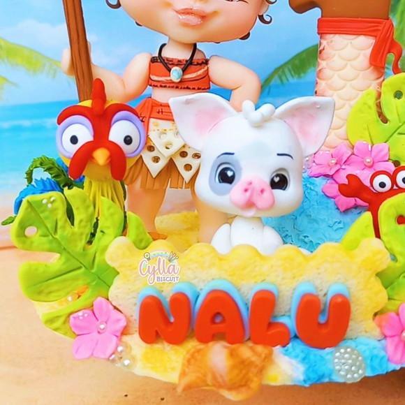 Topo de Bolo Personalizado Moana em Biscuit