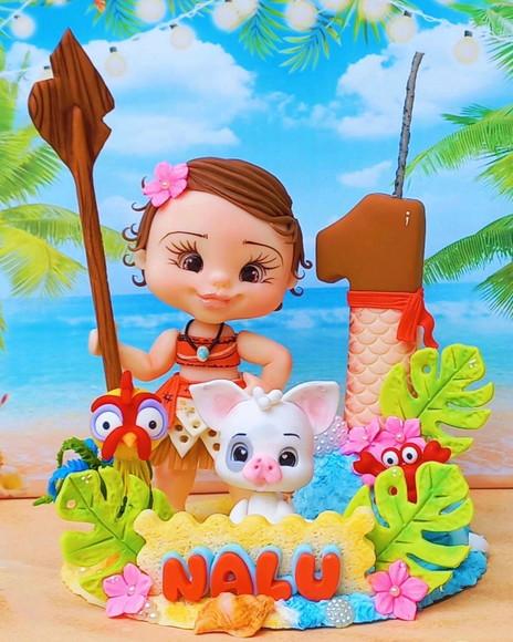 Topo de Bolo Personalizado Moana em Biscuit