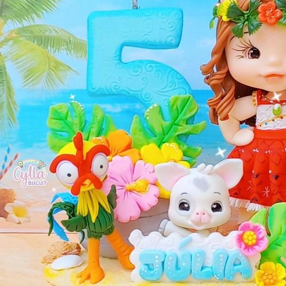 Topo de Bolo Personalizado Moana em Biscuit