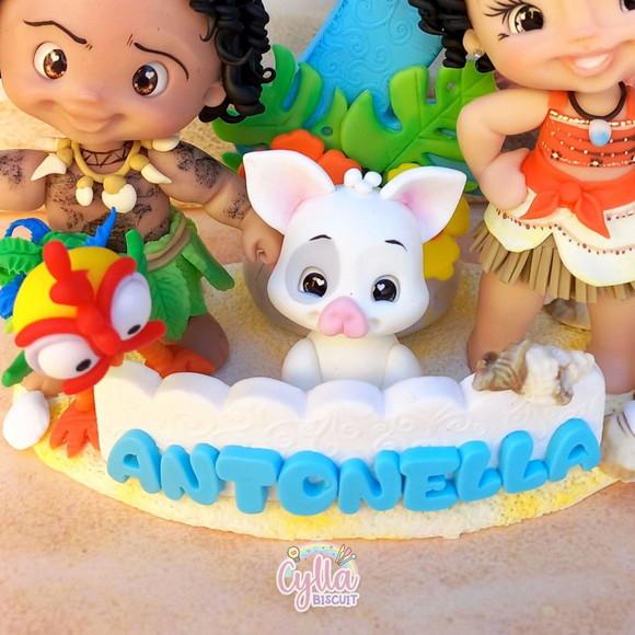 Topo de Bolo Personalizado Moana em Biscuit