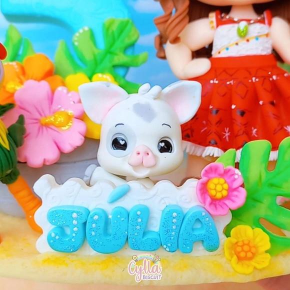Topo de Bolo Personalizado Moana em Biscuit