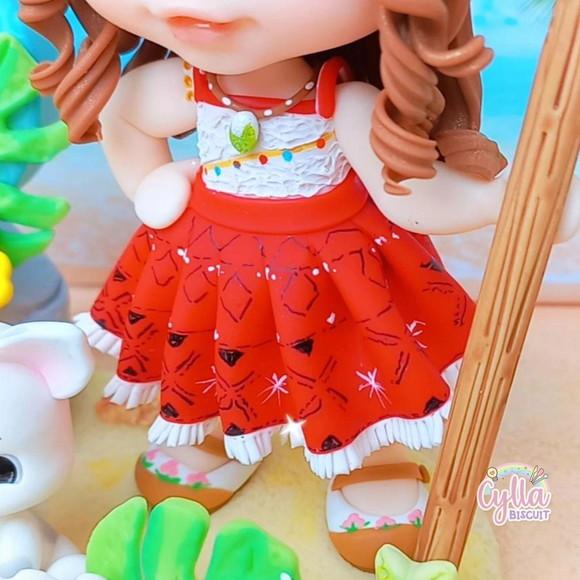 Topo de Bolo Personalizado Moana em Biscuit