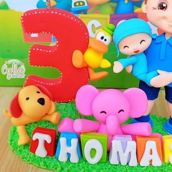 Topo de Bolo Personalizado Pocoyo em Biscuit